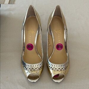 Ivanka Trump Gold Peep-Toe Heels